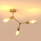 Comely Ceiling Lamp Gold Vintage, 3 Lights Retro Chandelier Industrial Lamp, Modern Sputnik Ceiling Light Fur Living Room Kitchen Bedroom Hallway