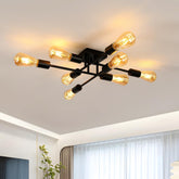 Comely Ceiling Light Living Room Vintage, 8-Light Ceiling Lamp, Black Industrial Chandelier, E27 Bedroom Lamp Pendant Light Diameter57cm