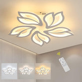 Comely Modern LED Ceiling Light Dimmable, 45W 6750LM LED Ceiling Lamp with Remote Control, Creative 5 Head Petals Design, Chandelier for Living Room Bedroom Kitchen Dining Room