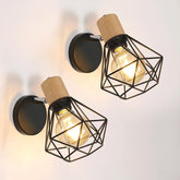 Comely 2 Pieces Wall Light Indoor Vintage, E27 Adjustable Wall Lamp Black Retro, Industrial Wall Lamp Ceiling Light Made Of Metal And Wood For Living Room Staircase Hallway Cafe Bar Restaurant Hotel