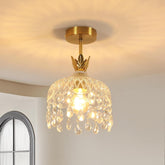 Comely Modern Crystal Chandelier, Ceiling Light Gold with E27 Socket, Crystal Ceiling Lamp for Bedroom, Kitchen, Hallway, Entrance (Bulb Not Included)