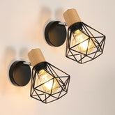 Comely 2 Piece Indoor Wall Light Industry, Vintage Wall Beam 360degree Adjustable From Wood, Ceilings Beam Metal Indoor Wall Light For Bedroom Hallway Living Room, Max 60W(Without Bulbs)