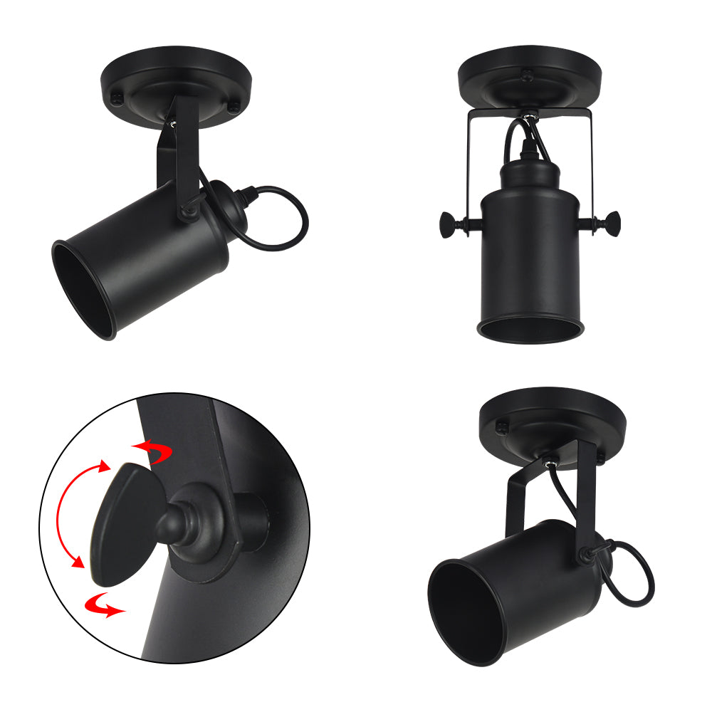 Comely Applique Murale Interieure, Réglable Spot LED Lampe Murale Rétro Industrielle E27, Luminaire Mural Interieur en Métal pour Salon Chambre Restaurant Cuisine, Noir
