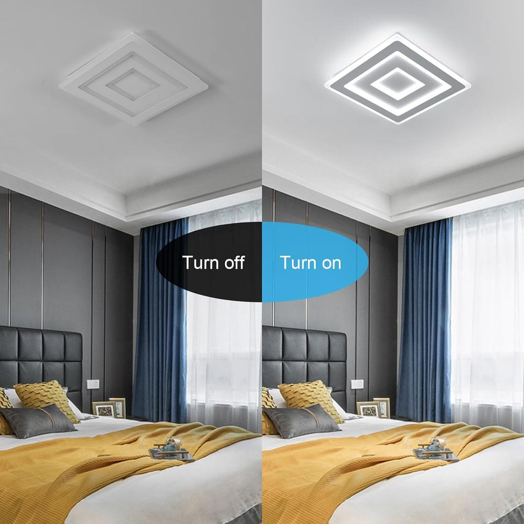 Comely Plafonnier LED Carré Moderne, 52W 5850LM Lampe de Plafond LED, Acrylique Luminaire Plafonnier Intérieur Blanc pour Chambre à Coucher, Salon, Couloir, Lumière Blanche 6500K, 40cm