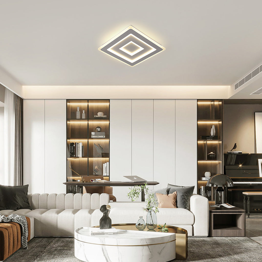 Comely Plafonnier LED Carré Moderne, 52W Lampe de Plafond LED, Acrylique Luminaire Plafonnier Intérieur Blanc pour Chambre à Coucher, Salon, Couloir, Lumière Naturelle 4500K, 40cm