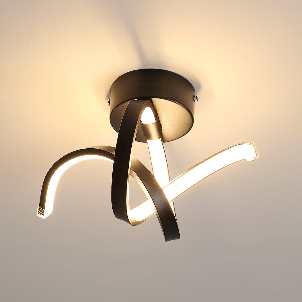 Plafoniera - Telaio in alluminio nero, luce calda