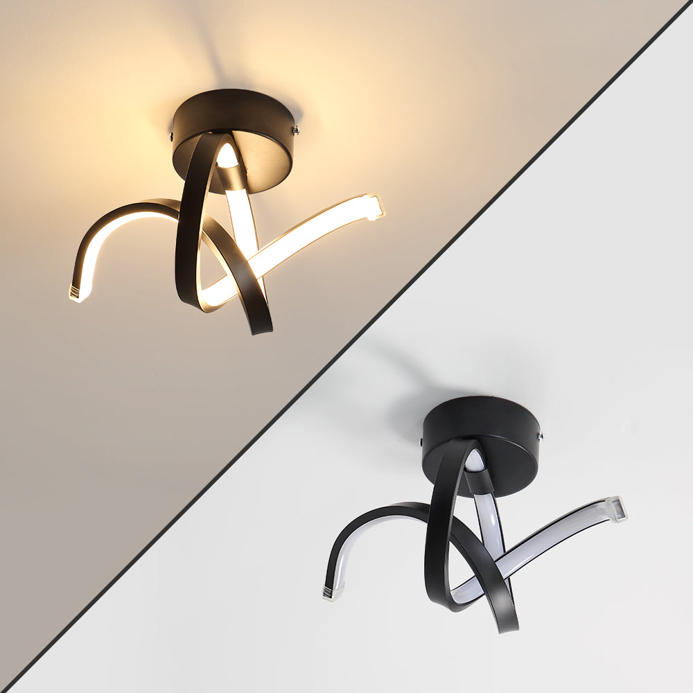 Plafoniera - Telaio in alluminio nero, luce calda