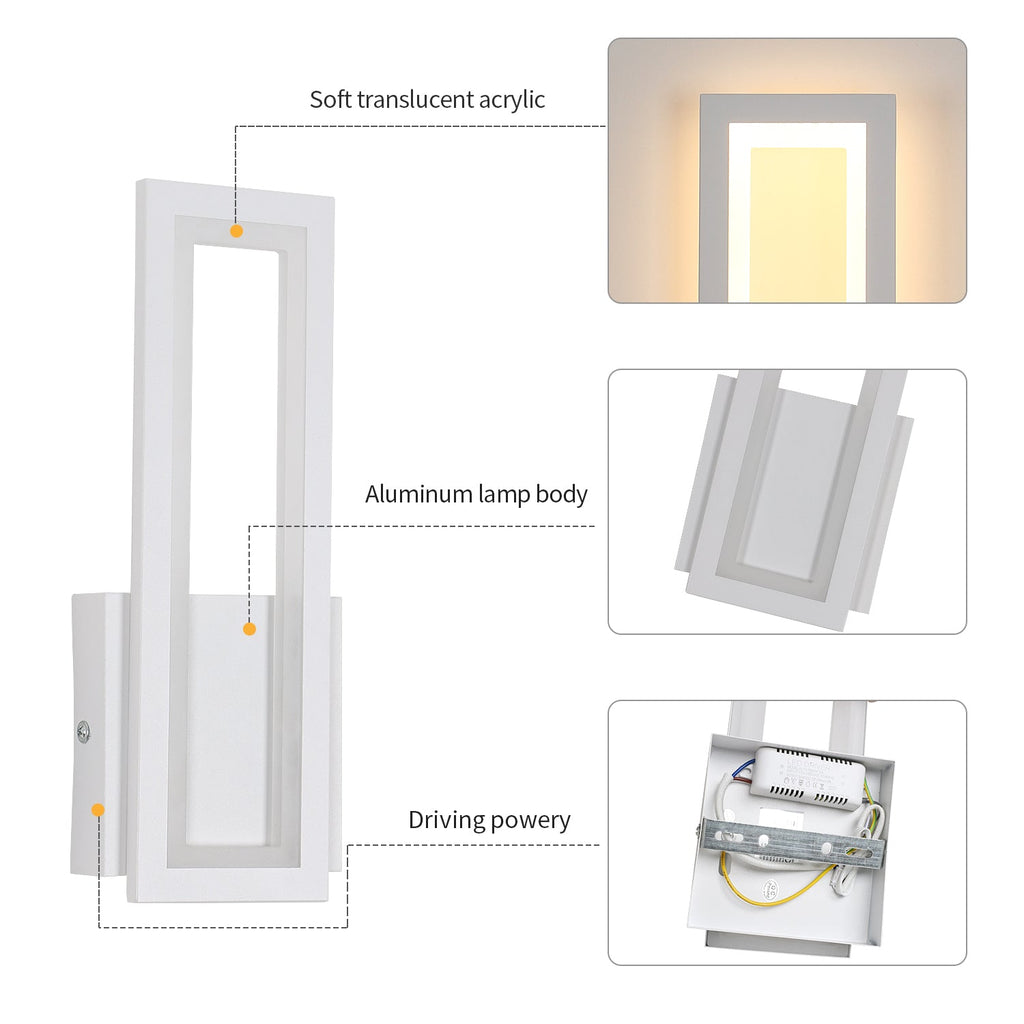 Wall Light - White Acrylic Frame, Warm Light