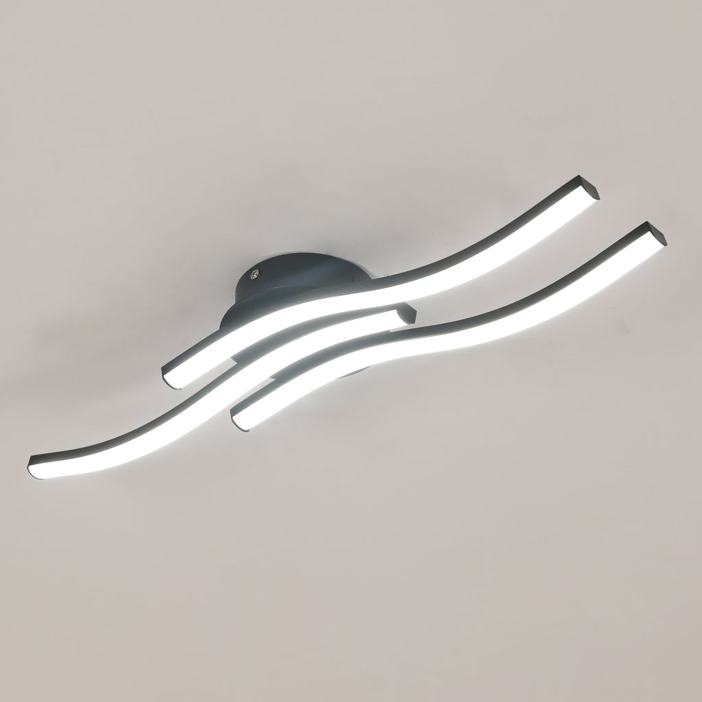 Comely Plafonnier LED, 3 Ondes Design 20W 2050LM Blanc Froid 6500K Lampe de Plafond Moderne, Noir Luminaire Plafonnier pour Salon, Chambre, Cuisine, Couloir, Noir