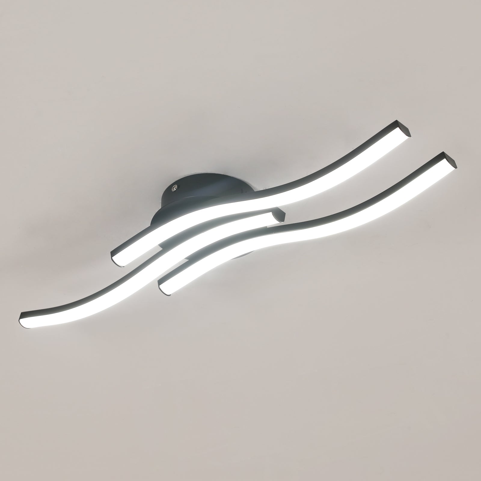 Comely Plafonnier LED, 3 Ondes Design 20W 2050LM Blanc Froid 6500K Lampe de Plafond Moderne, Noir Luminaire Plafonnier pour Salon, Chambre, Cuisine, Couloir, Noir