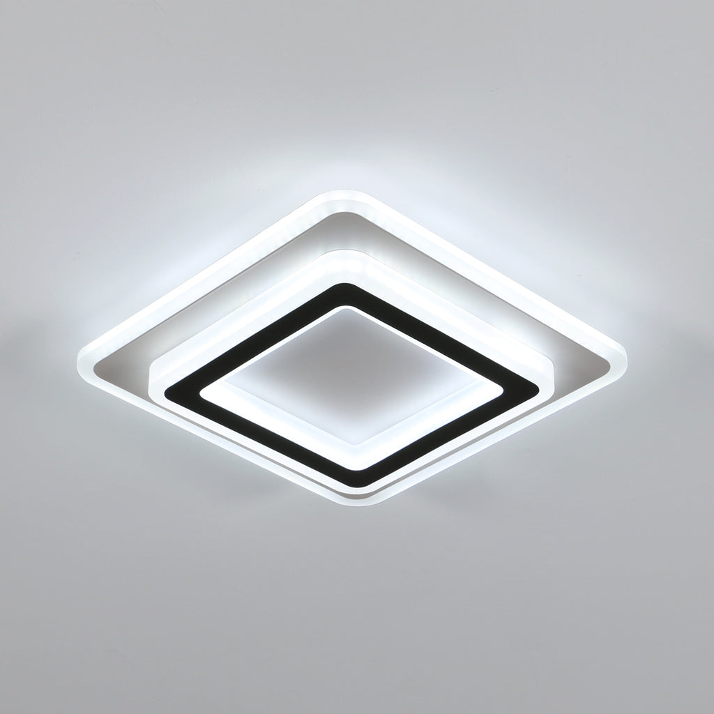 Ceiling Light - Black & White Acrylic Frame, White Light