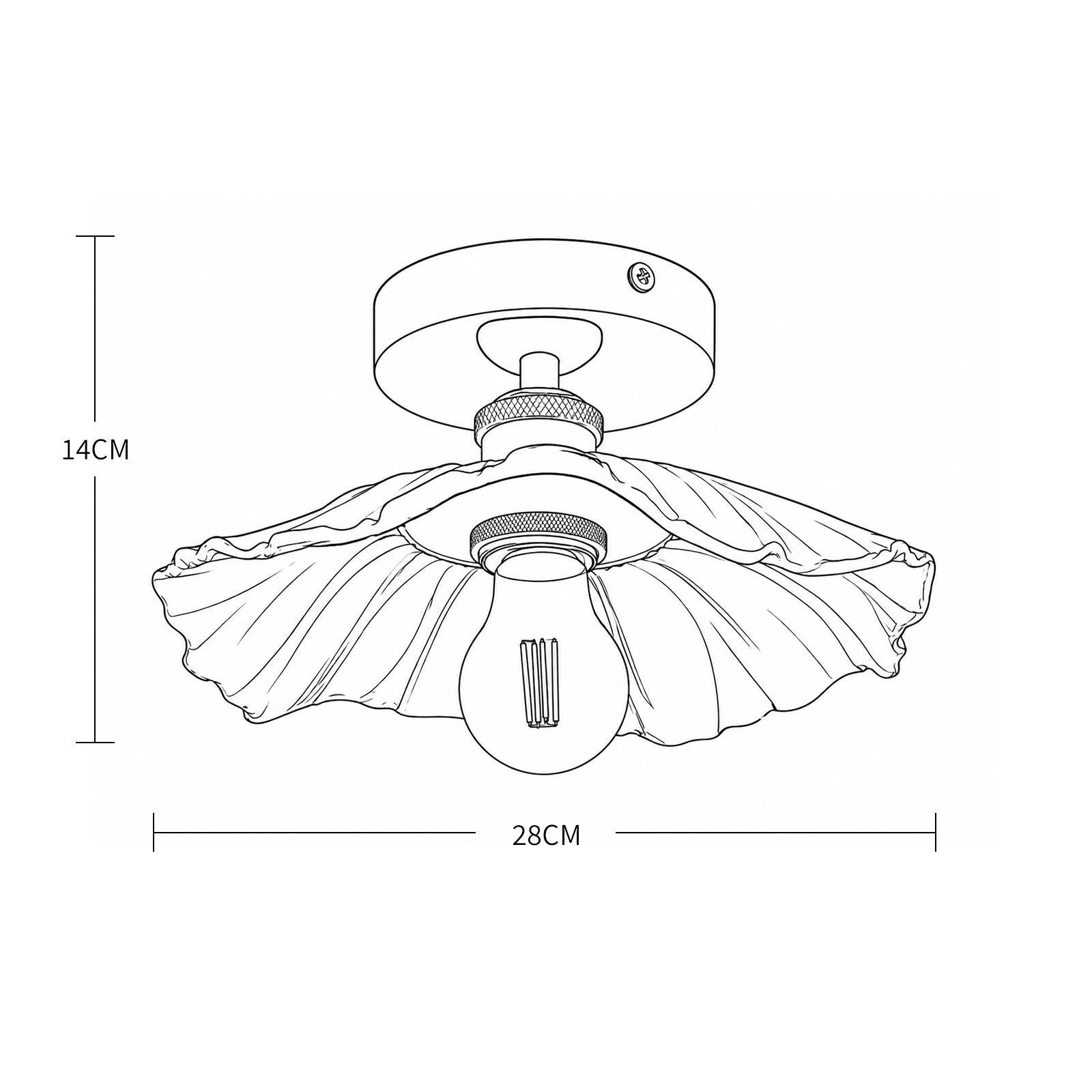 Comely Plafonnier de couloir, E27 Lampe de plafond en forme de fleur, petit or Luminaire Plafonnier en verre transparent, diamètre 28cm, ampoule non incluse