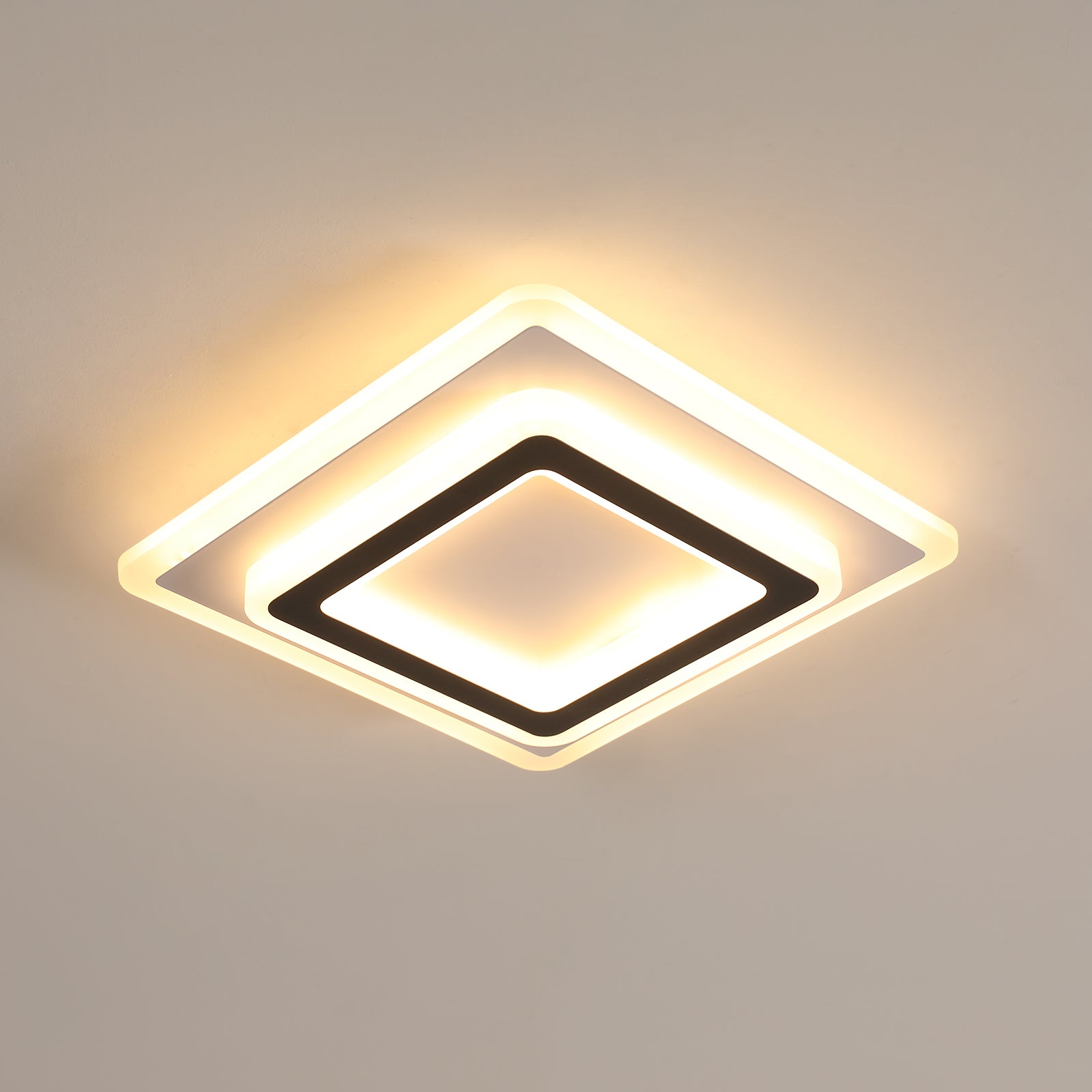 Ceiling Light - Black & White Acrylic Frame, Warm Light