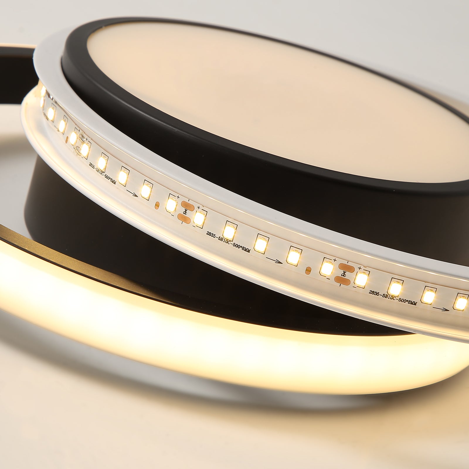 Ceiling Light - Black & White Aluminium Frame, Warm Light