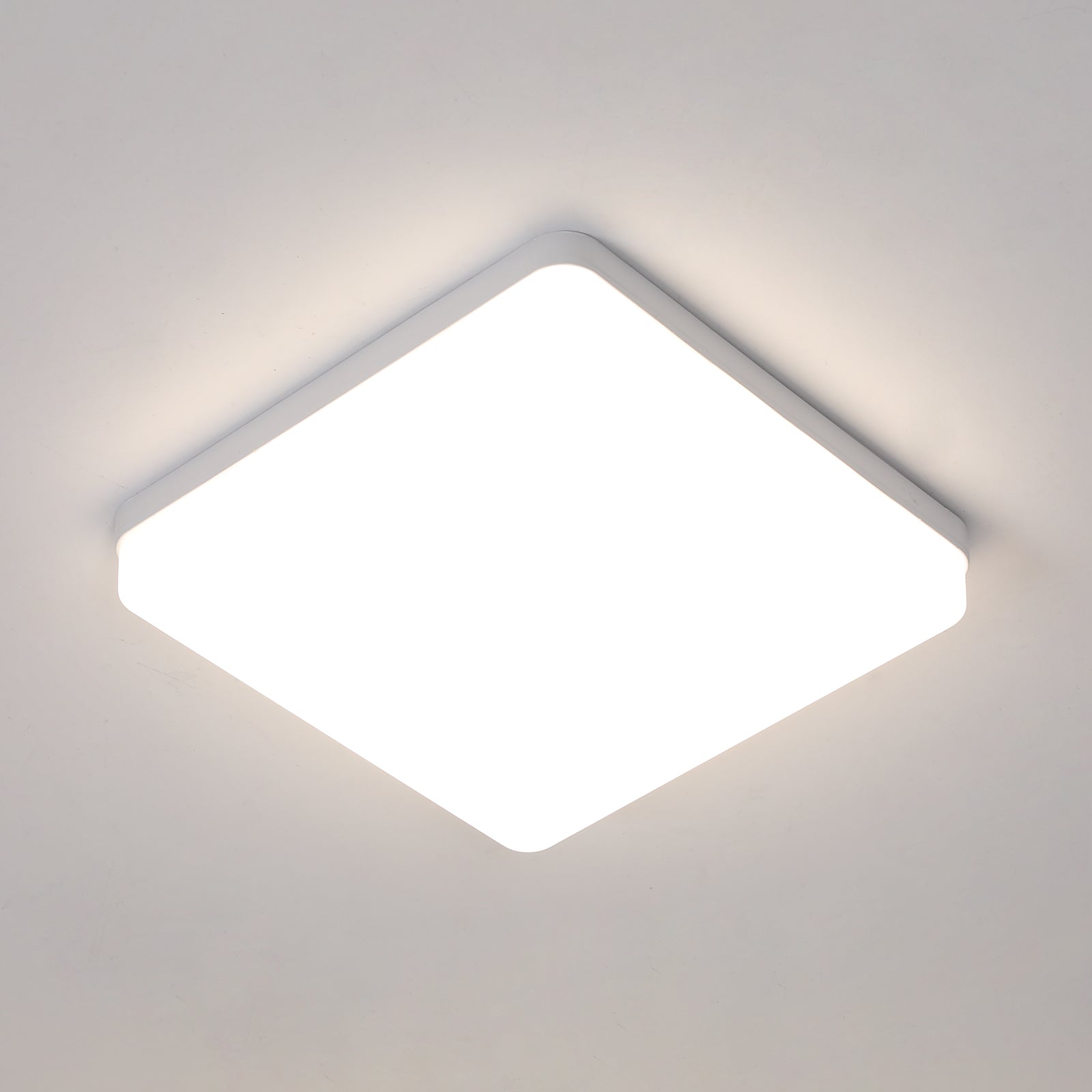 Ceiling Light - White Plastic Frame, Natural Light