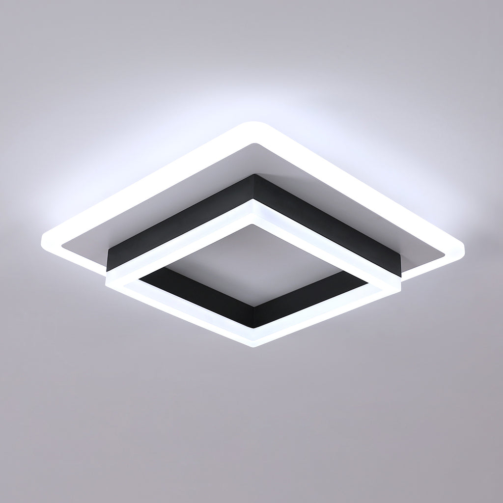 Ceiling Light - Black & White Acrylic Frame, White Light