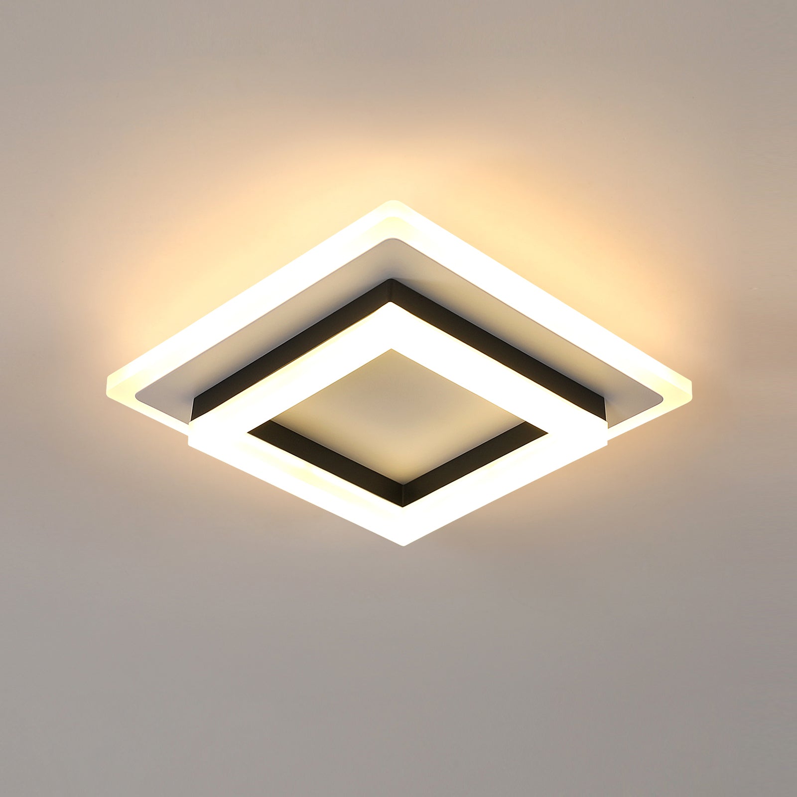 Ceiling Light - Black & White Acrylic Frame, Warm Light