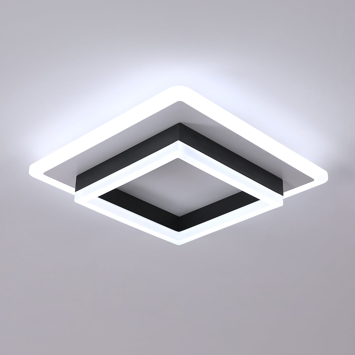 Ceiling Light - Black & White Acrylic Frame, White Light
