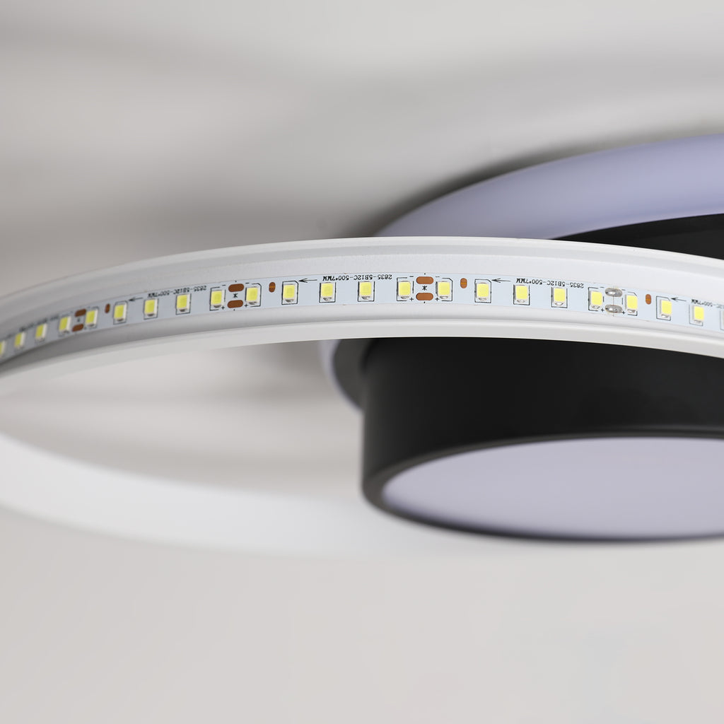 Ceiling Light - Black & White Metal Frame, White Light