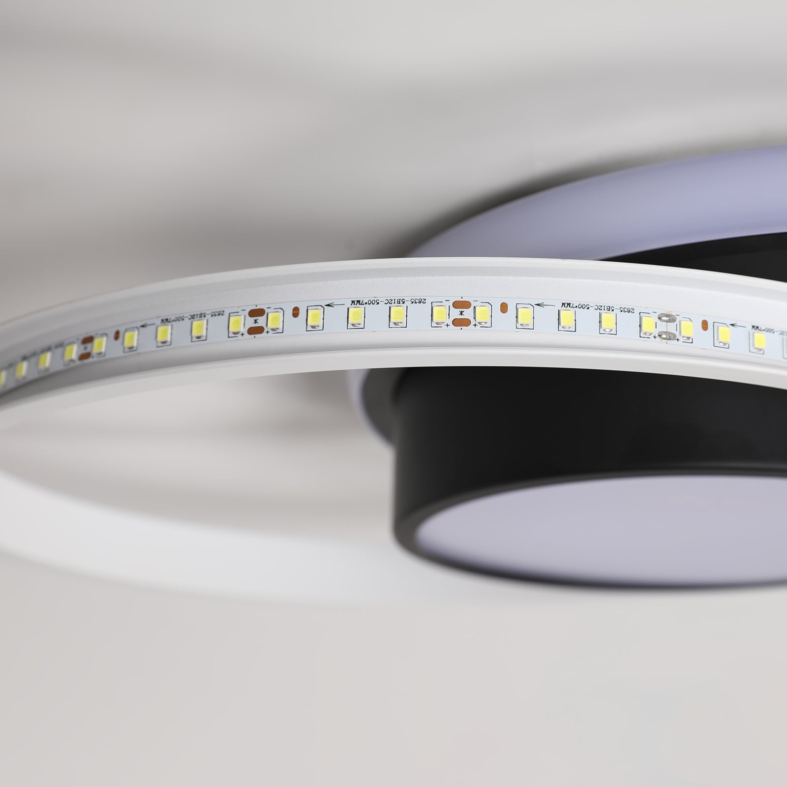 Ceiling Light - Black & White Metal Frame, White Light