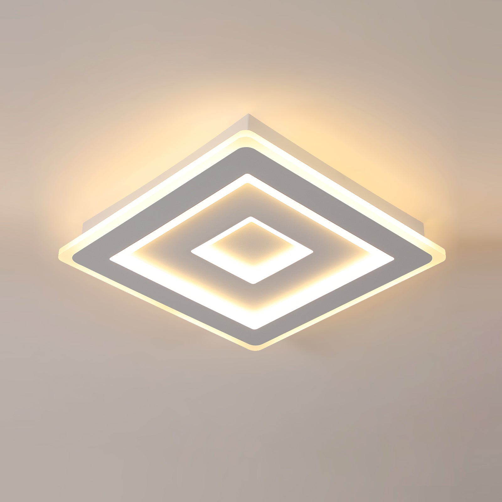Ceiling Light - White Acrylic Frame, Warm Light