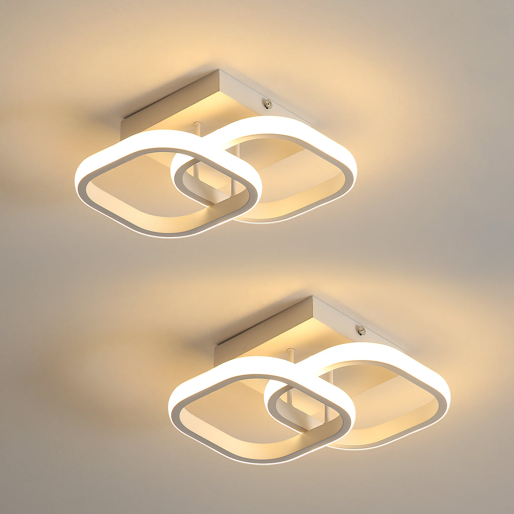 Plafoniera - Telaio in alluminio bianco, luce calda