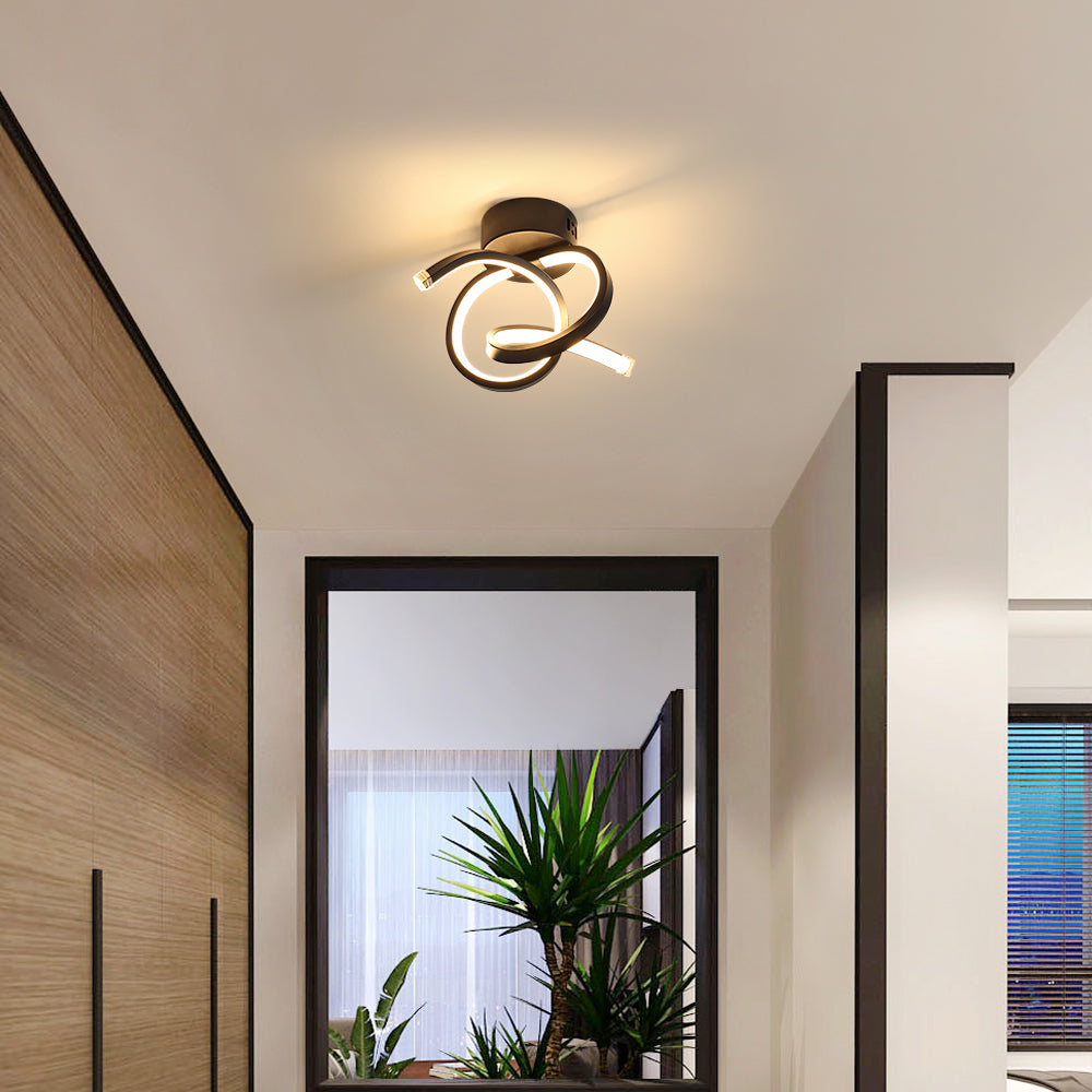 Plafoniera - Telaio in alluminio nero, luce calda
