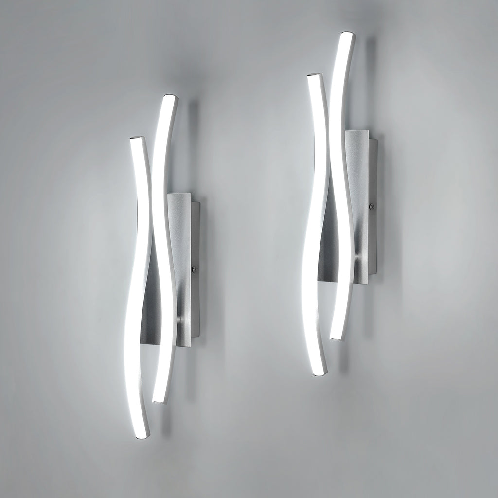 Wandleuchte – silberner Aluminiumrahmen, weißes Licht
