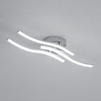 Comely Plafonnier Moderne, Argenté Elégant 3 Forme de Vague Luminaire Plafonnier Blanc Froid 6500k, Lampe LED Plafond pour Salon, Chambre à Coucher, Cuisine et Salle à Manger

