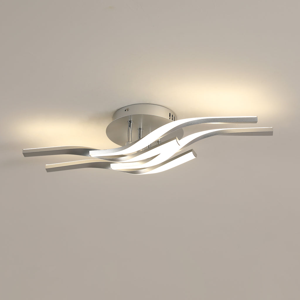 Deckenleuchte - Rahmen aus silbernem Aluminium, Naturlicht