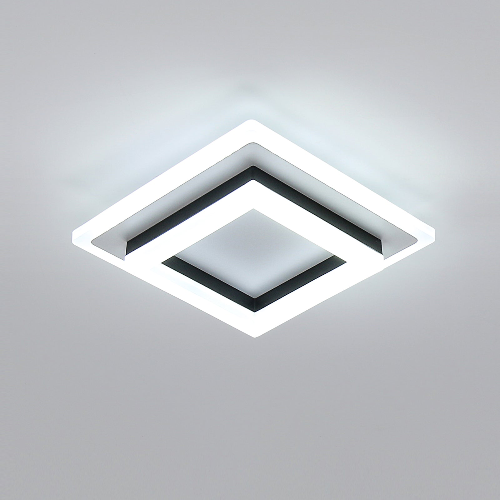 Ceiling Light - Black & White Acrylic Frame, White Light