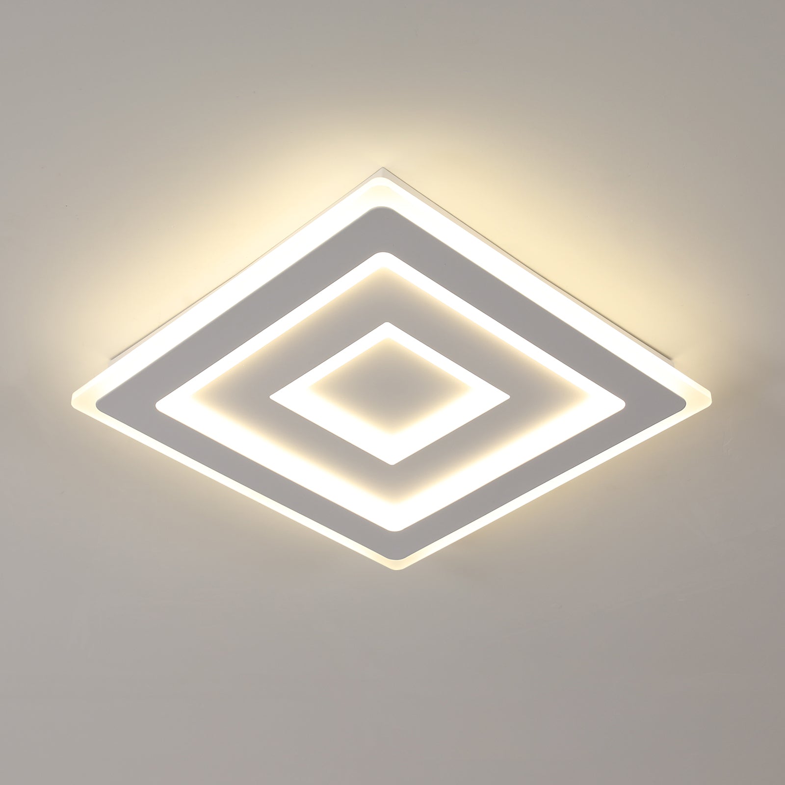 Comely Plafonnier LED Carré Moderne, 52W Lampe de Plafond LED, Acrylique Luminaire Plafonnier Intérieur Blanc pour Chambre à Coucher, Salon, Couloir, Lumière Naturelle 4500K, 40cm