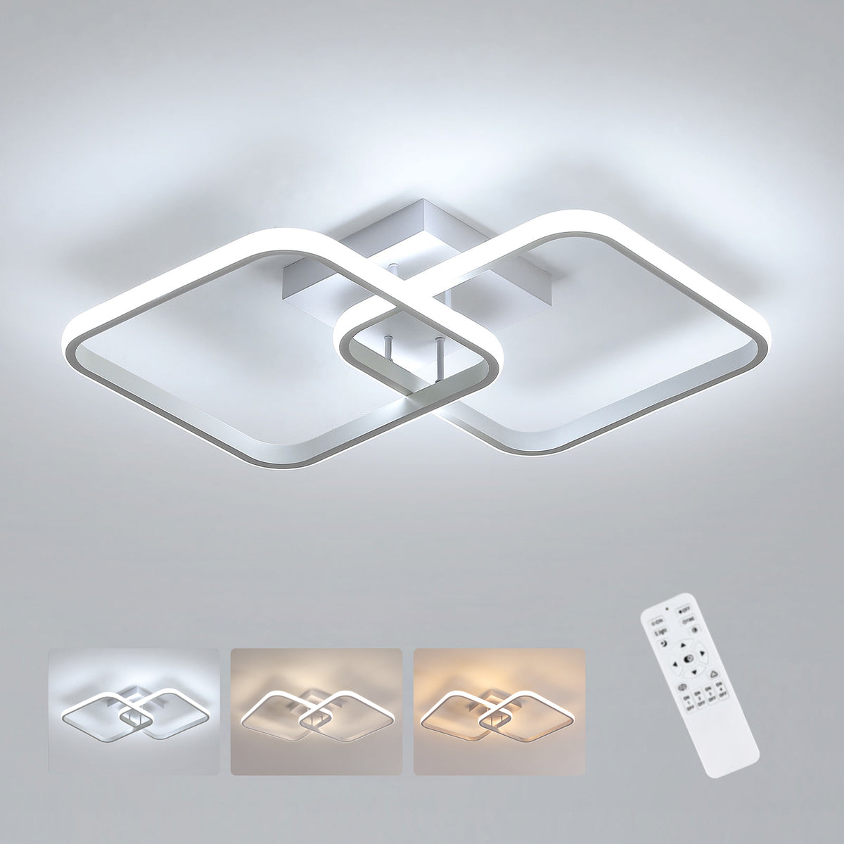 Deckenleuchte - Weißer Aluminiumrahmen, Farbtemperatur und Helligkeit einstellbar