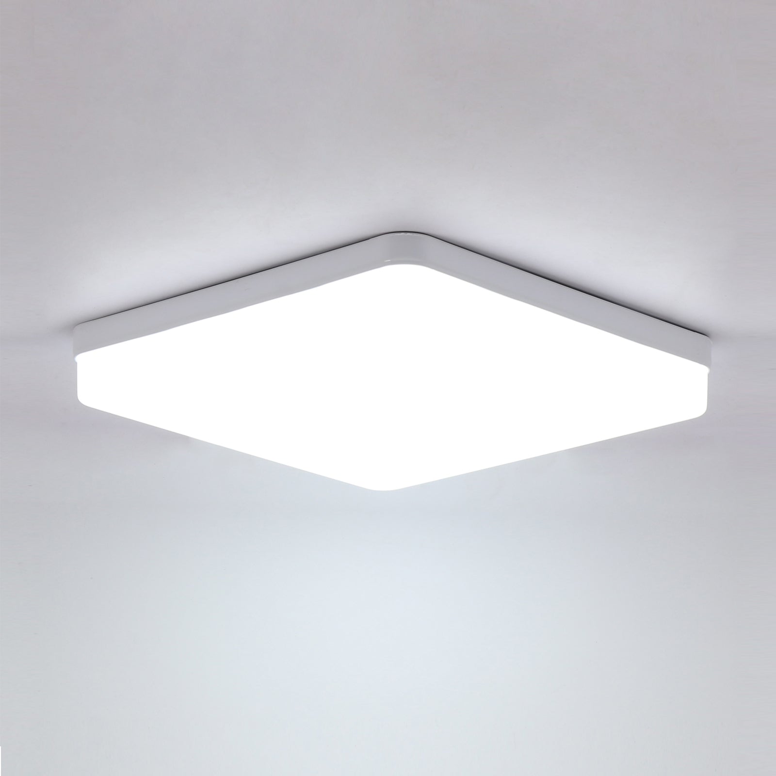 Ceiling Light - White Plastic Frame, White Light