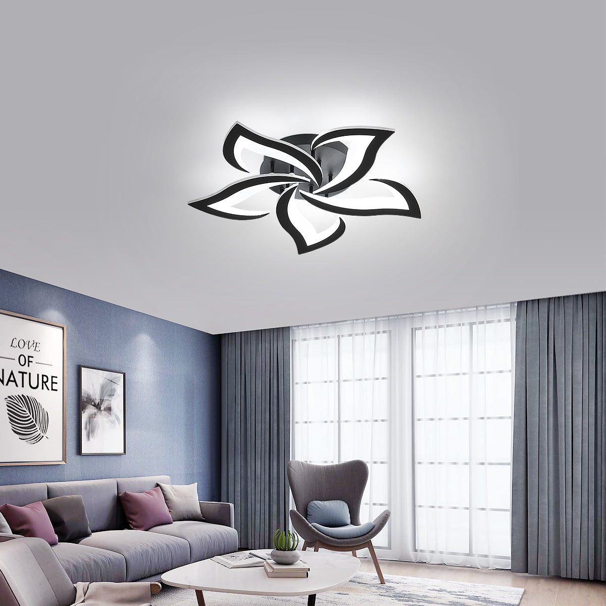 Ceiling Light - Black Acrylic Frame, Tunable and Dimmable