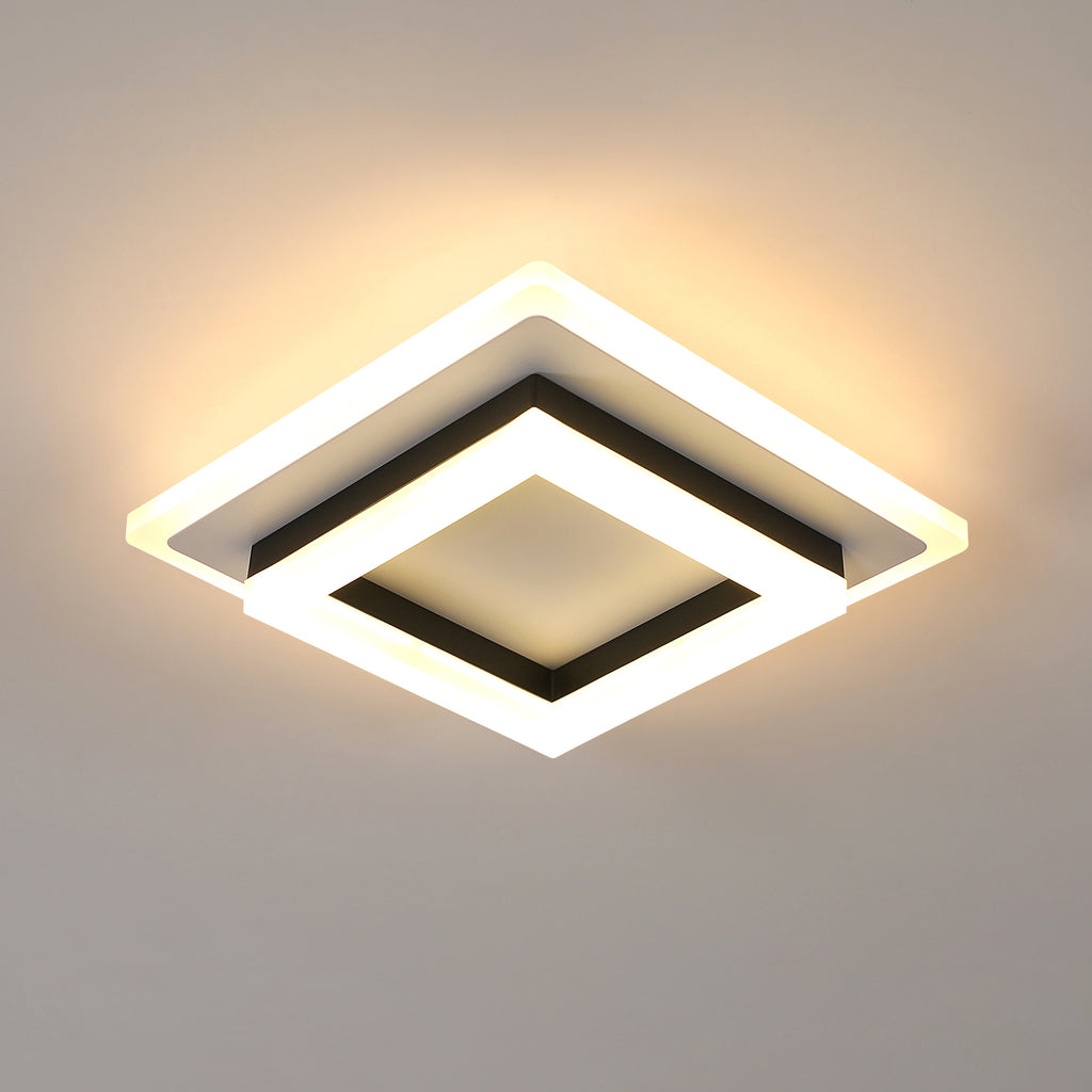 Ceiling Light - Black & White Acrylic Frame, Warm Light