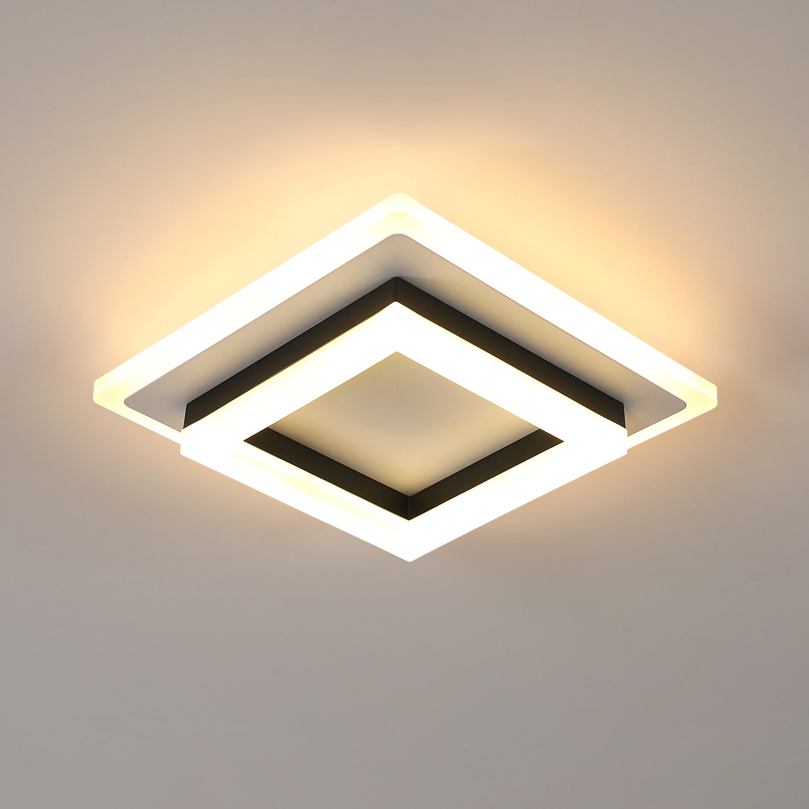 Ceiling Light - Black & White Acrylic Frame, Warm Light