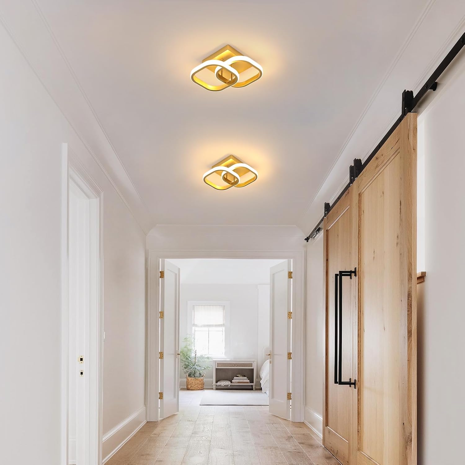 Ceiling Light - Gold Aluminium Frame, Warm Light