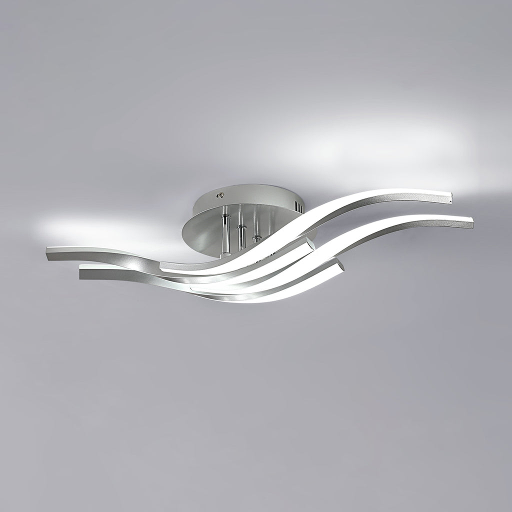 Plafoniera - Struttura in alluminio color argento, luce bianca