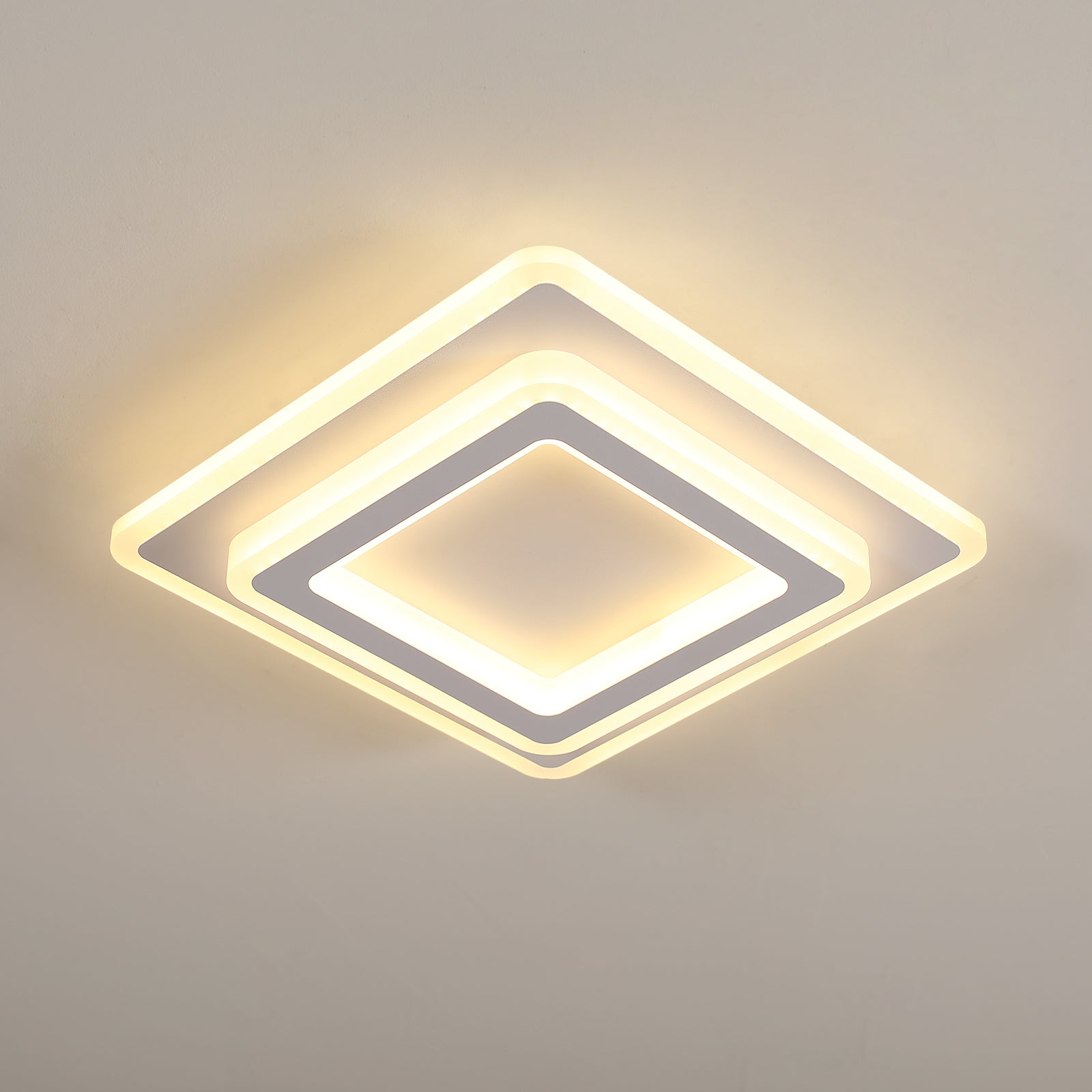 Ceiling Light - White Acrylic Frame, Warm Light