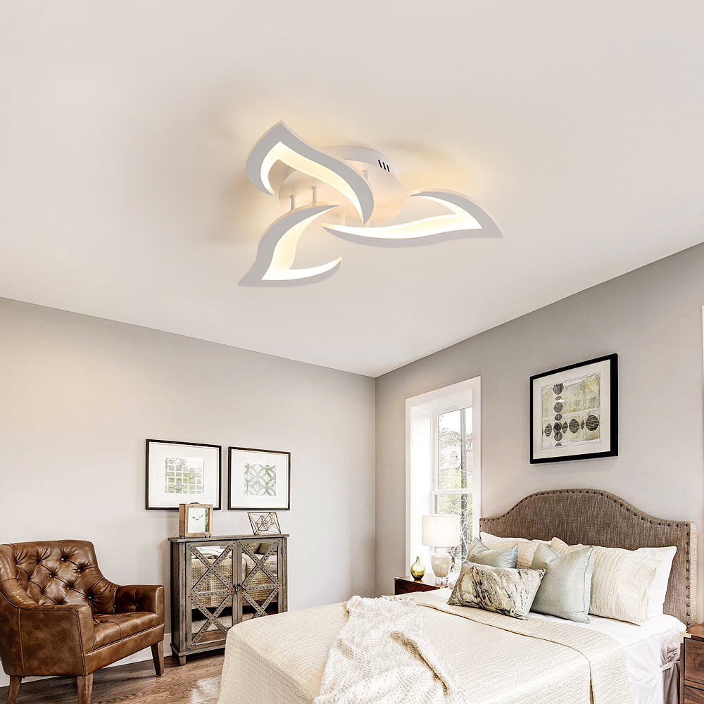 Comely Plafonnier LED, Luminaire Plafonnier 58cm 36W, Lustre Salon Moderne, Lampe de Plafond de Pétale pour Salon Chambre Cuisine Salle à Manger, Lumière Blanche Chaude 3000K, Blanc