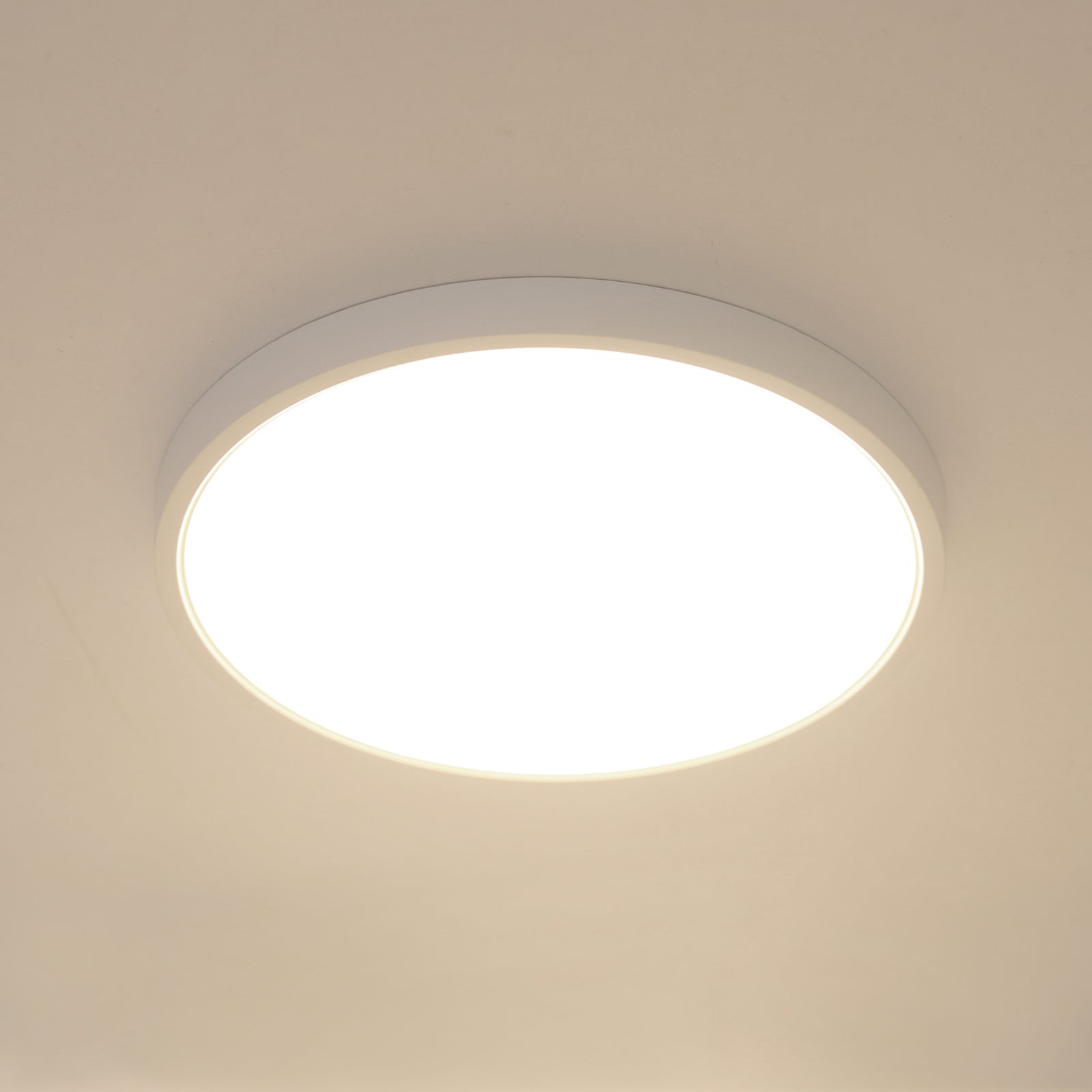 Ceiling Light - White Plastic Frame, Warm Light