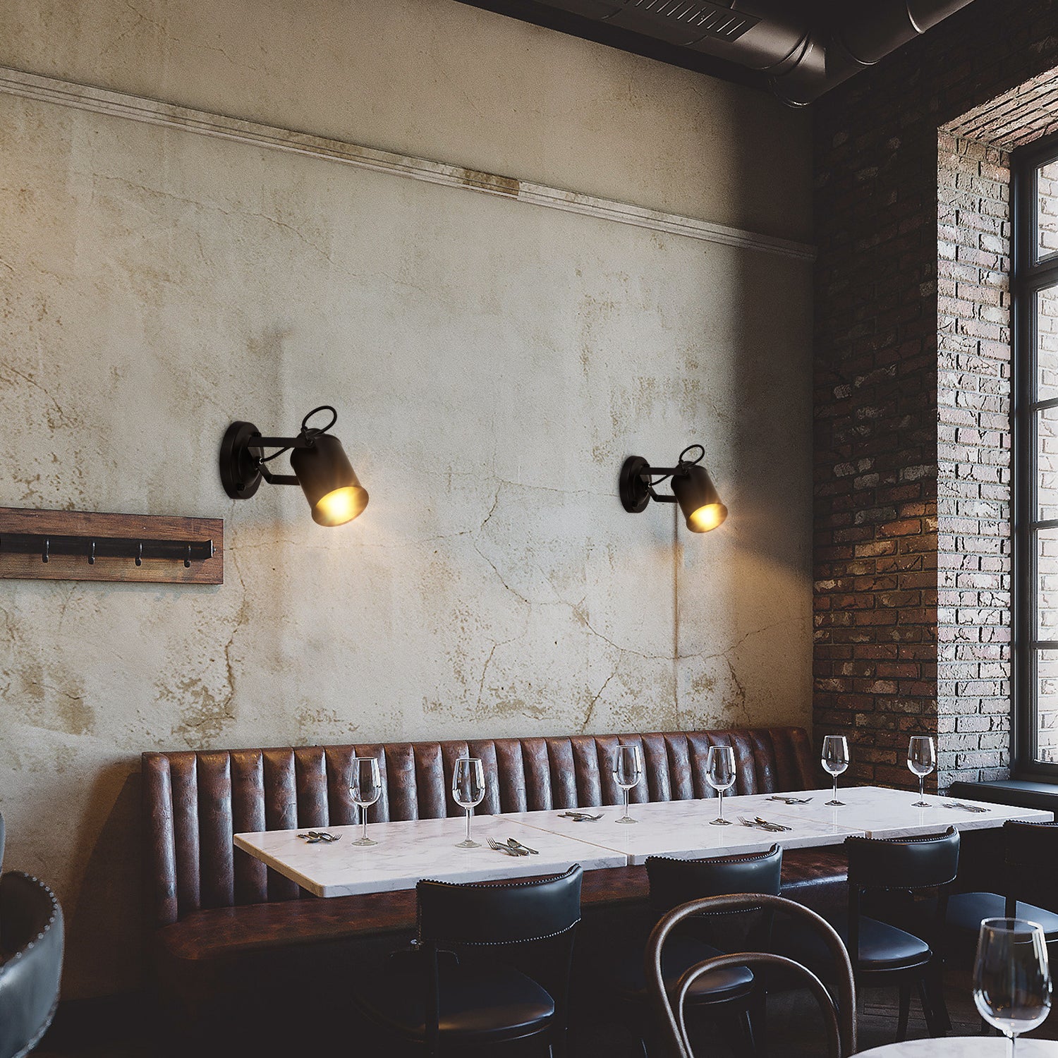 Comely Applique Murale Interieure, Réglable Spot LED Lampe Murale Rétro Industrielle E27, Luminaire Mural Interieur en Métal pour Salon Chambre Restaurant Cuisine, Noir
