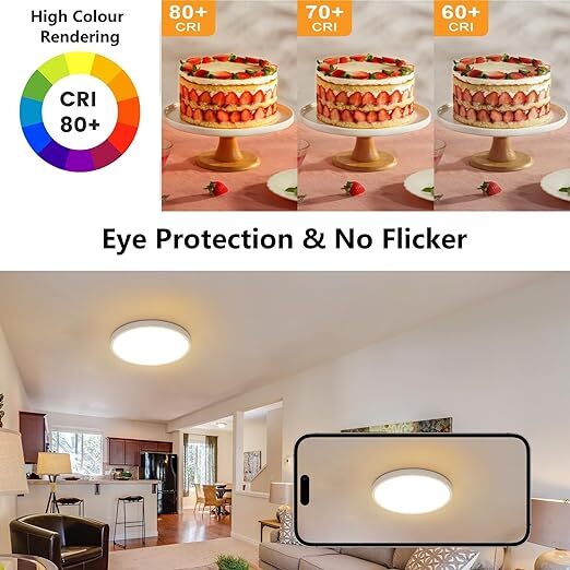 Ceiling Light - White Plastic Frame, Warm Light