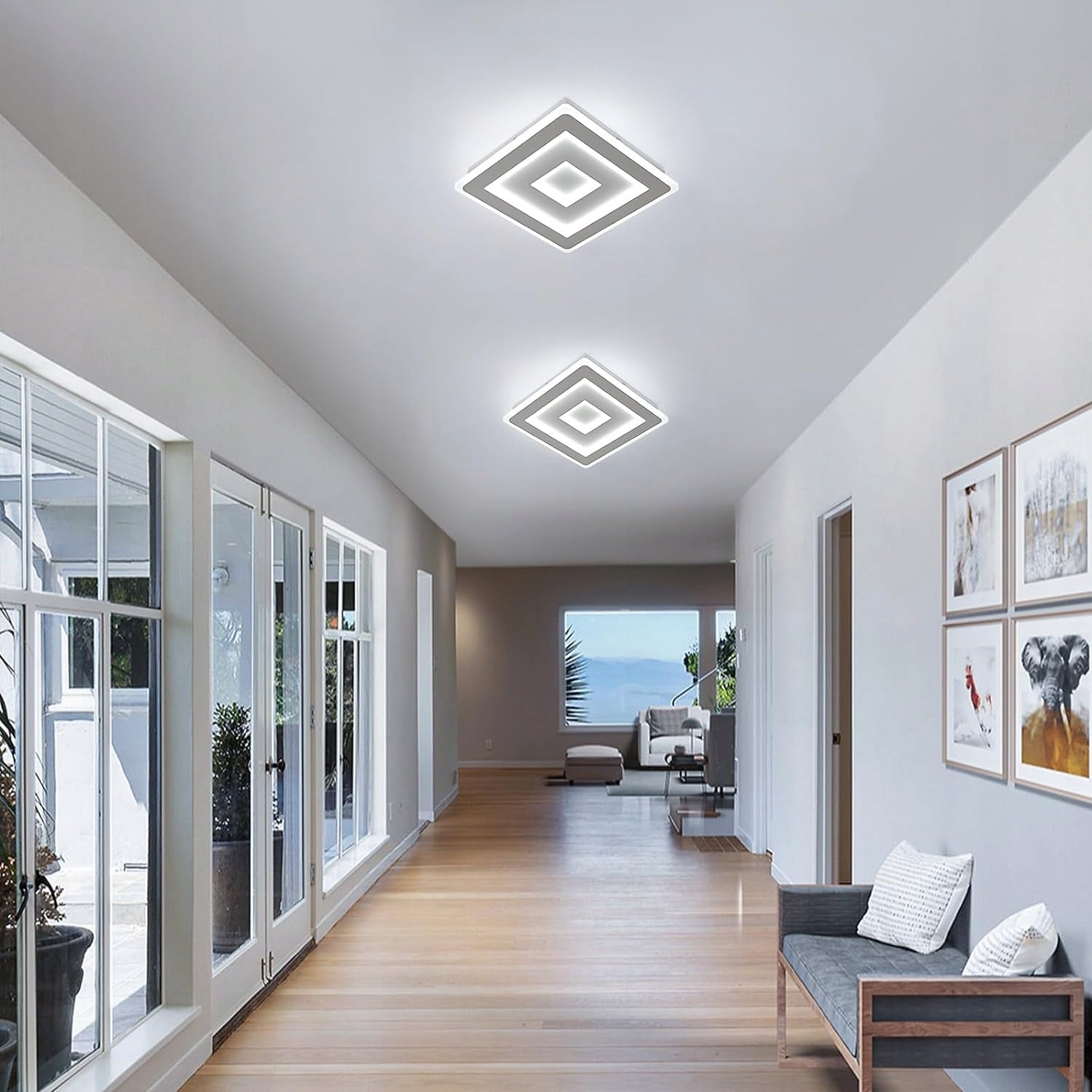 Ceiling Light - White Acrylic Frame, White Light