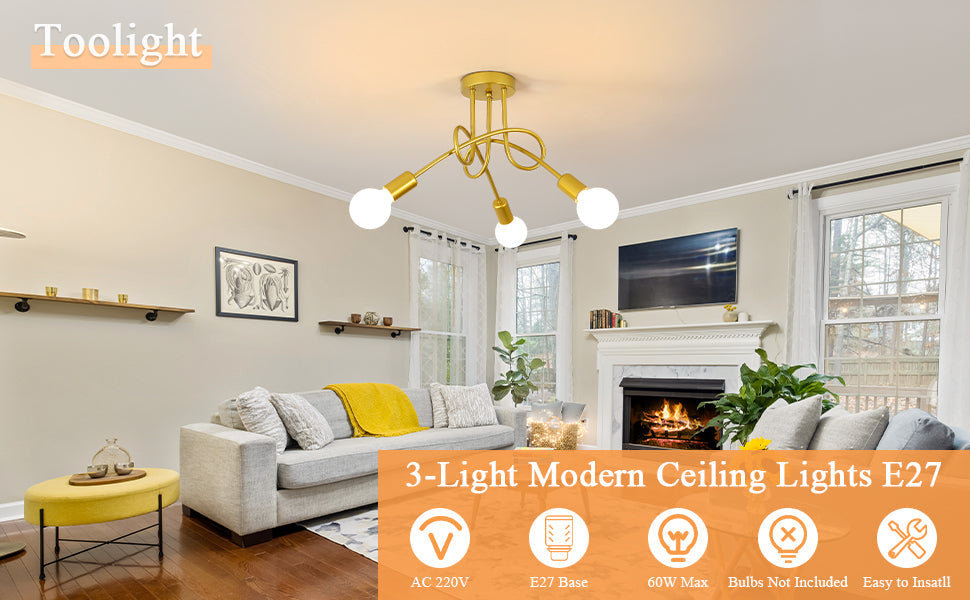 Ceiling Light - Gold Metal Frame