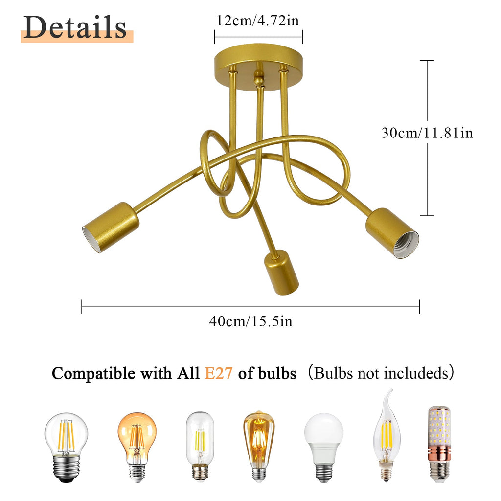 Ceiling Light - Gold Metal Frame
