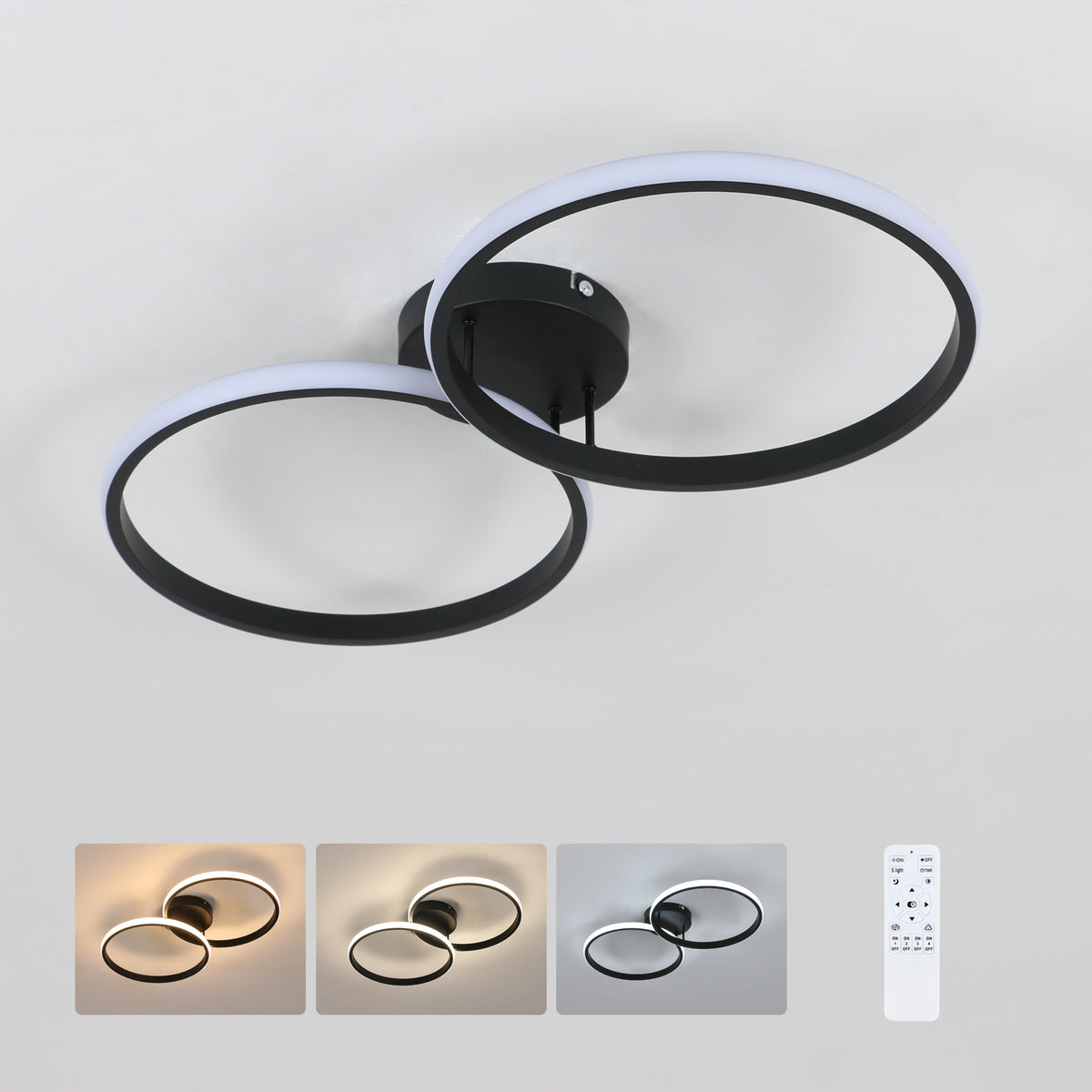 Ceiling Light - Black Aluminium Frame, Tunable and Dimmable