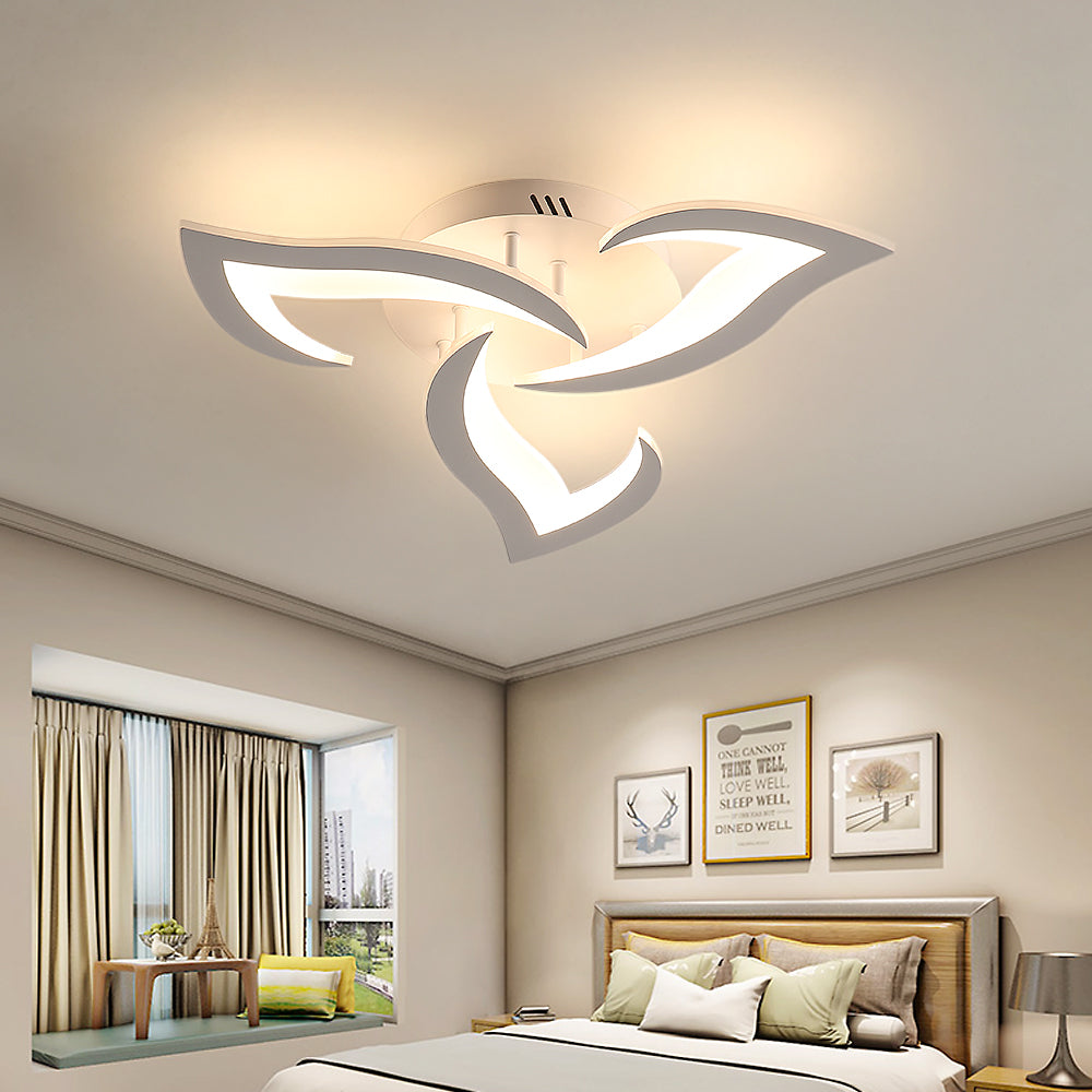 Comely Plafonnier LED, Luminaire Plafonnier 58cm 36W, Lustre Salon Moderne, Lampe de Plafond de Pétale pour Salon Chambre Cuisine Salle à Manger, Lumière Blanche Chaude 3000K, Blanc
