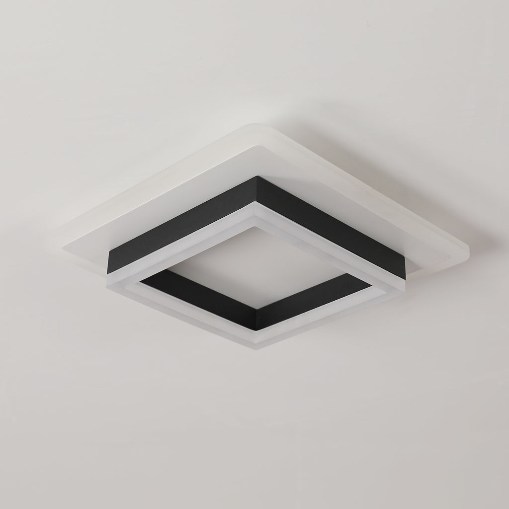 Ceiling Light - Black & White Acrylic Frame, White Light